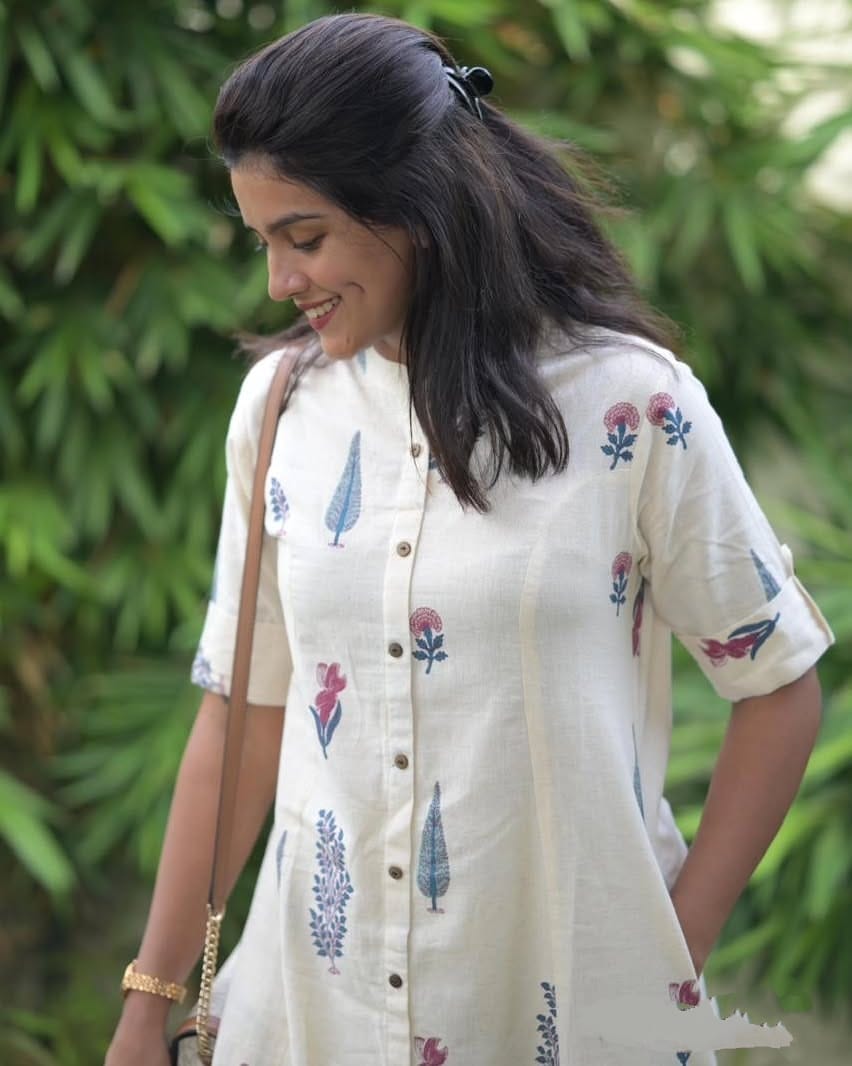 Co-erd set in Aline pattern paried with Ankle length pant