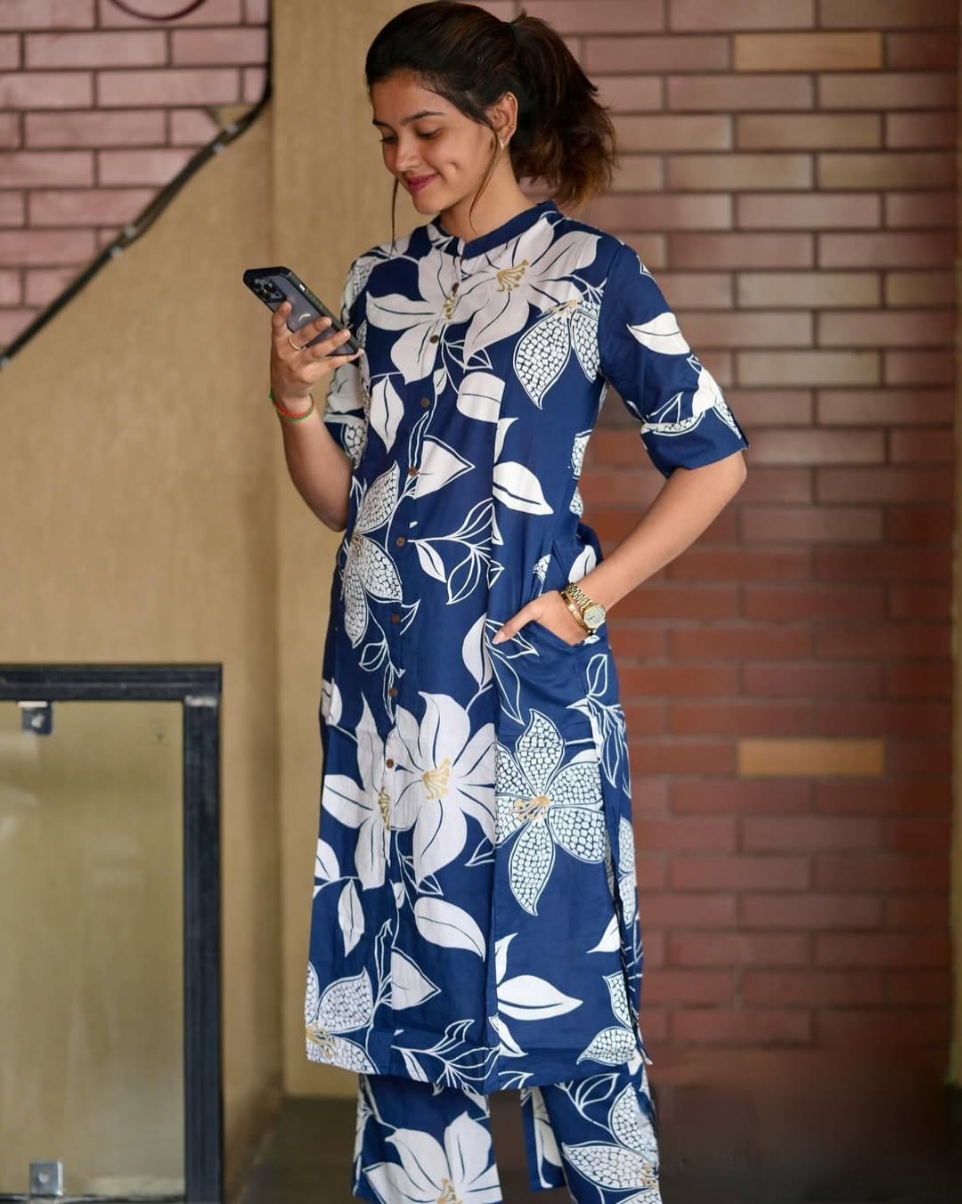 Floral Fine cotton kurti Palazza set