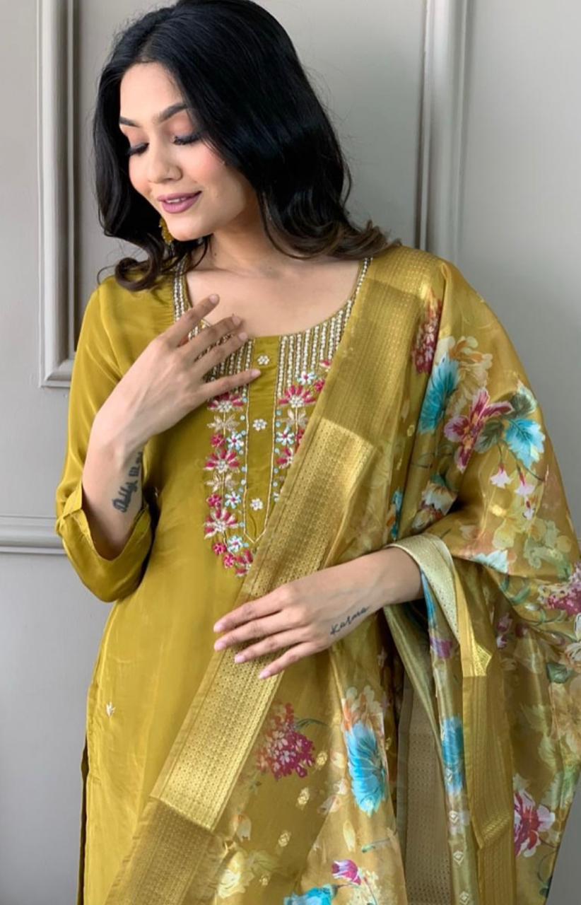 ARTY WEAR TOP AND PANT WITH FANCY DUPPATA