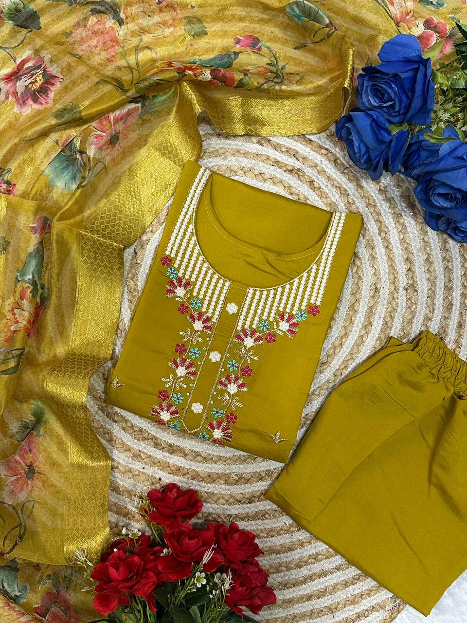 ARTY WEAR TOP AND PANT WITH FANCY DUPPATA