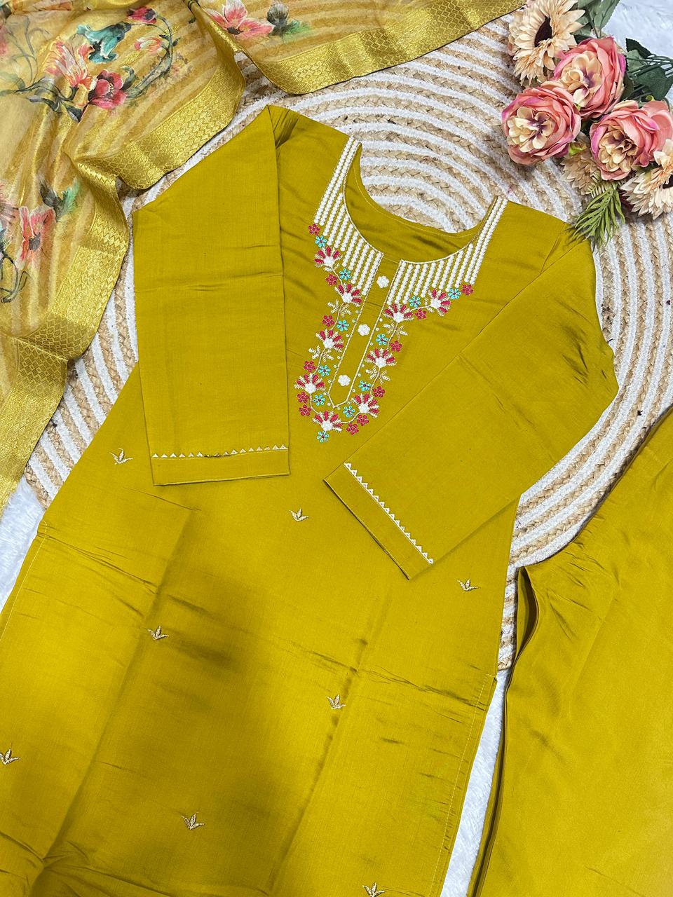 ARTY WEAR TOP AND PANT WITH FANCY DUPPATA