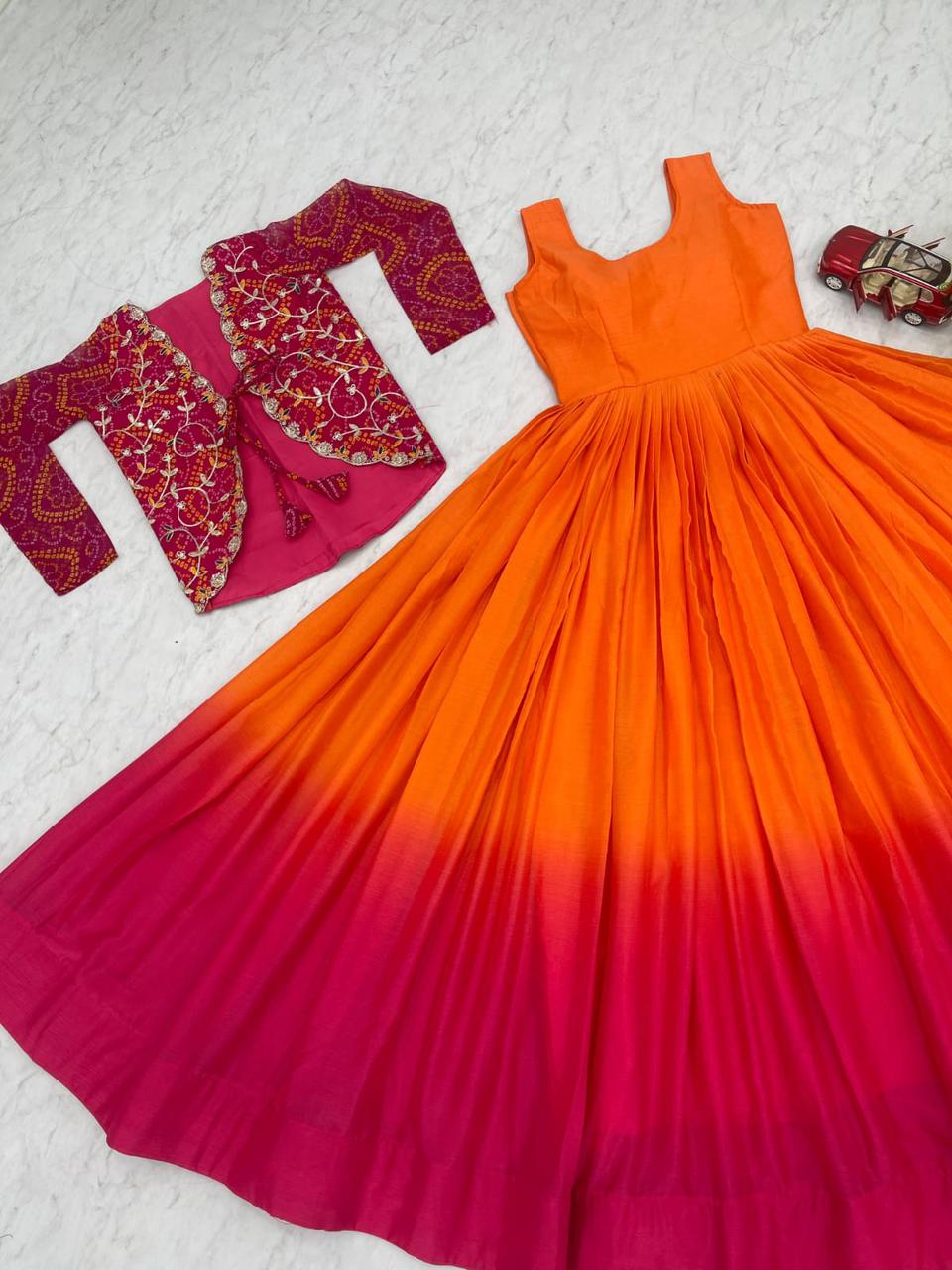 Festival Bandhej Jecket & Long Gown