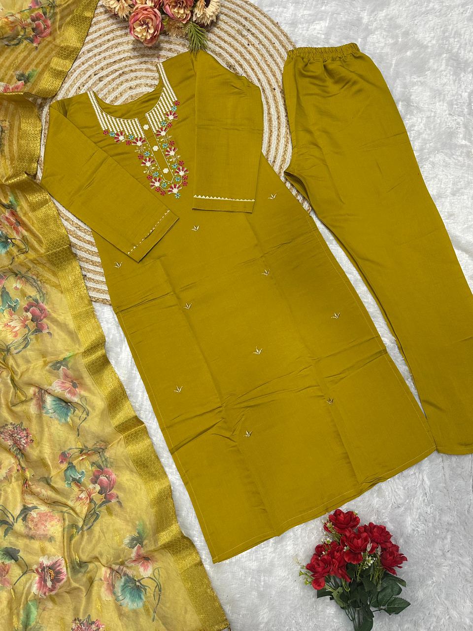 ARTY WEAR TOP AND PANT WITH FANCY DUPPATA