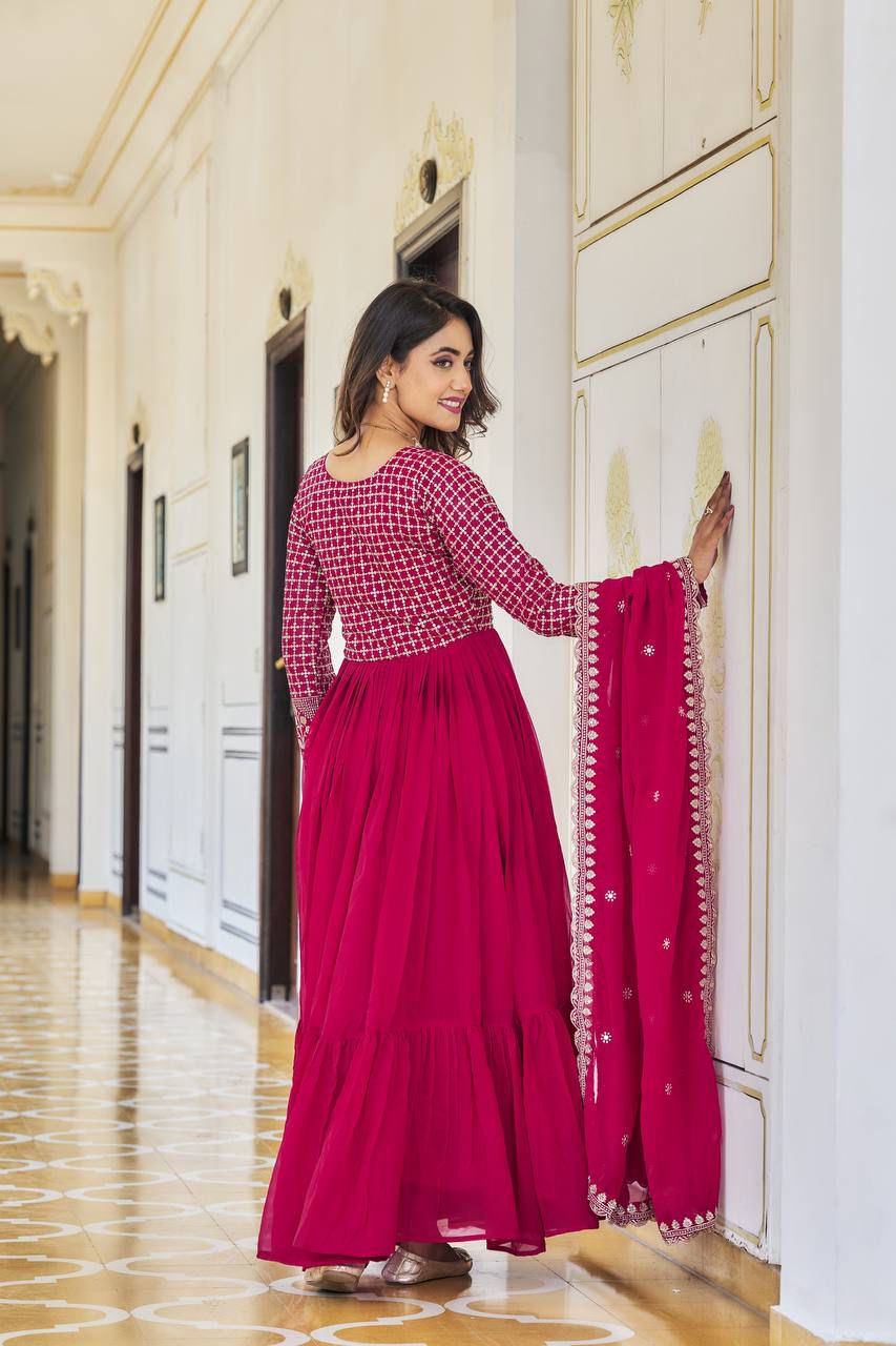 Festival Long Gown & Dupatta
