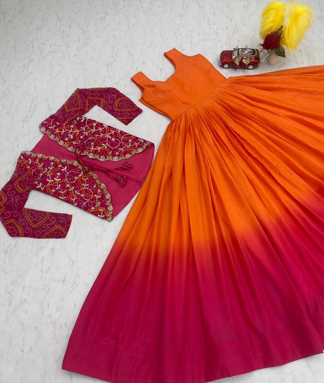 Festival Bandhej Jecket & Long Gown